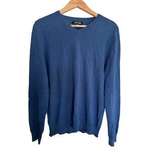 Apt. 9 Men's Med Cashmere Silk Blue V-neck Sweater Office Career Preppy